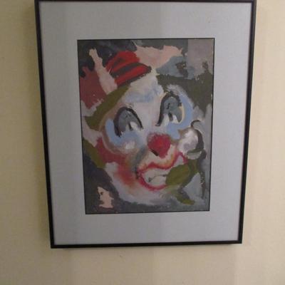 Framed Clown Original Artwork by Lenore Barnett