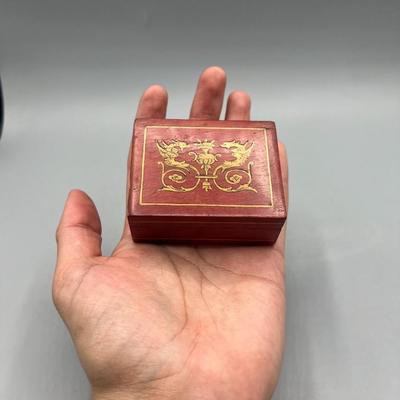 Vintage Small Elegant Crest Wooden Trinket Box