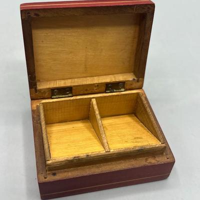 Vintage Small Elegant Crest Wooden Trinket Box