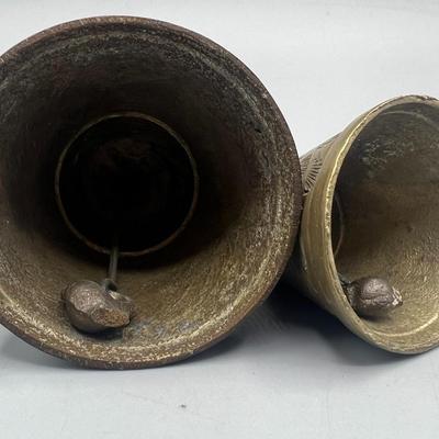 Vintage Made in India Etched Floral Design Brass Bells