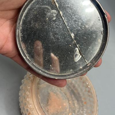Vintage Antique Glass Powder Puff Box