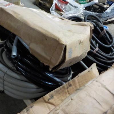 Flexi, PVC, Rolls different sizes full boxes electrical hose. 10 full boxes.