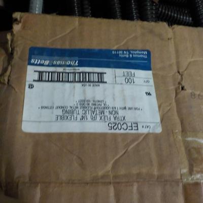 Flexi, PVC, Rolls different sizes full boxes electrical hose. 10 full boxes.