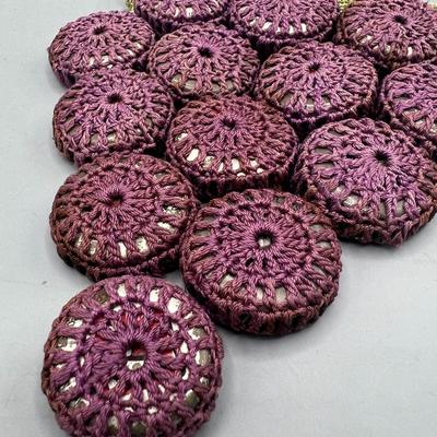 Vintage Handmade Crochet Bottle Cap Purple Grapes Mug Pot Holder Decor
