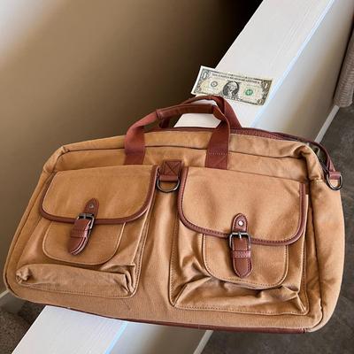 CANVAS BRIEF LAPTOP BAG by SOMETHING STRONG
