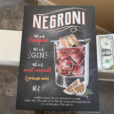 METAL NEGRONI DRINK RECIPE SIGN CHALKBOARD LOOK