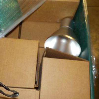 Led, Bulbs, flood lights, recessed fire rated canned NEW with hardware. count 400.