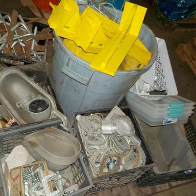 ridged yellow electrical braces, nuts and screws for heavy installation.