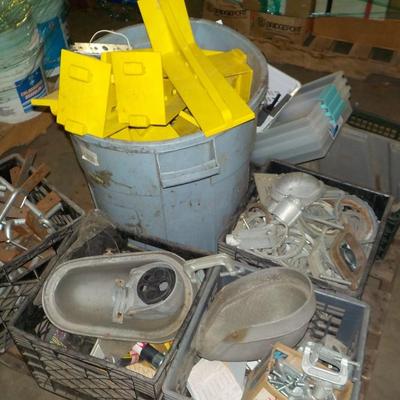 ridged yellow electrical braces, nuts and screws for heavy installation.