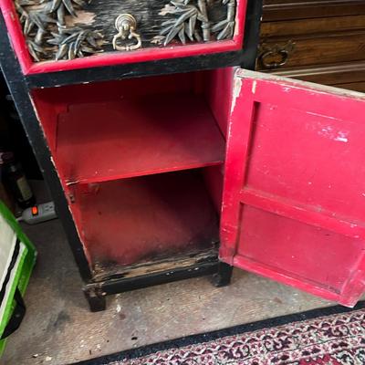 Red and black Chinese wooden Project Cabinet