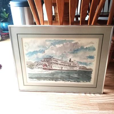 FRAMED "STEAMBOAT DELTA QUEEN" PRINT BY PAUL N. NORTON '75