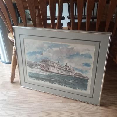 FRAMED "STEAMBOAT DELTA QUEEN" PRINT BY PAUL N. NORTON '75