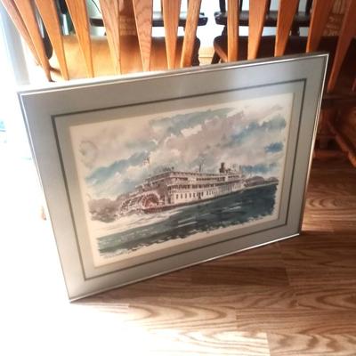 FRAMED "STEAMBOAT DELTA QUEEN" PRINT BY PAUL N. NORTON '75