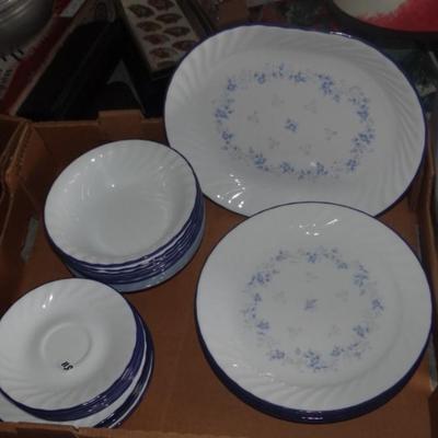 Set of Blue Flower Dishes
