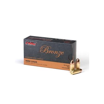 PMC Bronze 9mm Luger Handgun Ammo - 124 Grain | FMJ | 50rd Box