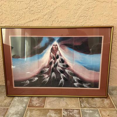 FRAMED PICTURE OF A NATIVE AMERICAN INDIAN