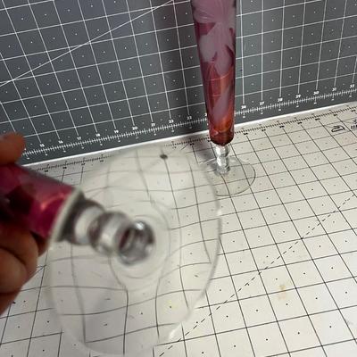 Etched Cranberry Bud Vases 