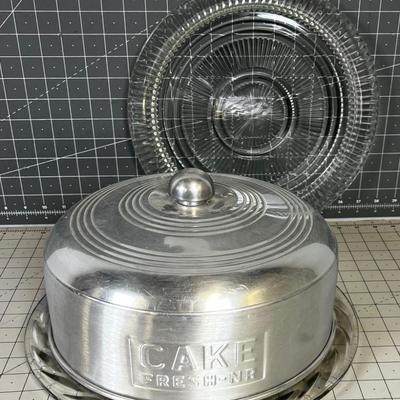 Cake Plate and Aluminum Cover 