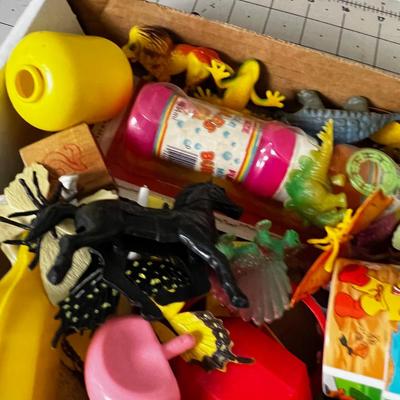 Tray of Misc. Toys; Animals, Blocks, Dinosaurs 