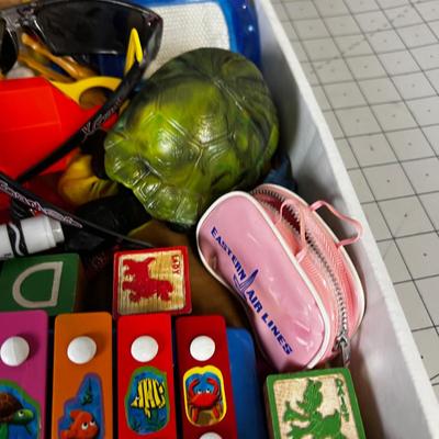 Tray of Misc. Toys; Animals, Blocks, Dinosaurs 