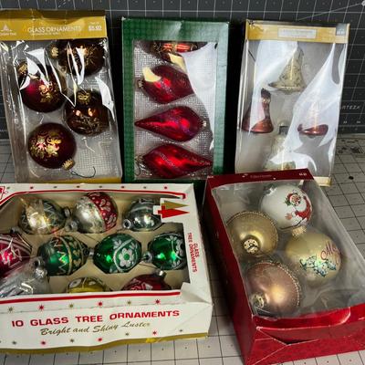 5 Boxes of Glass Ornaments