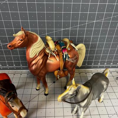 Toy Horses Plastic (3) Copper, Brown and Gray 6" Tall 