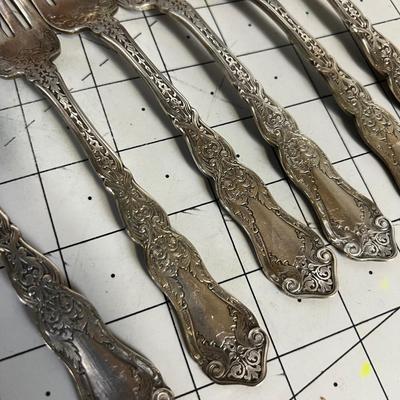 Rogers Silver Plate Set Antique with Embroidered Holder. 