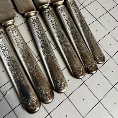 Rogers Silver Plate Set Antique with Embroidered Holder. 