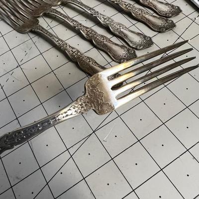 Rogers Silver Plate Set Antique with Embroidered Holder. 