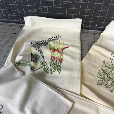 VINTAGE Embroidered Dish Towel; Days of the week with Fruits and Veggies 