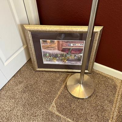 FLOOR LAMP AND FRAMED PICTURE