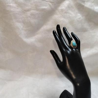 Vintage Ross Simons Turquoise Gold Vermeil Ring Size 8.5
