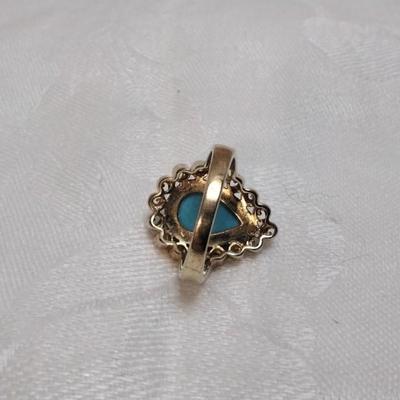 Vintage Ross Simons Turquoise Gold Vermeil Ring Size 8.5