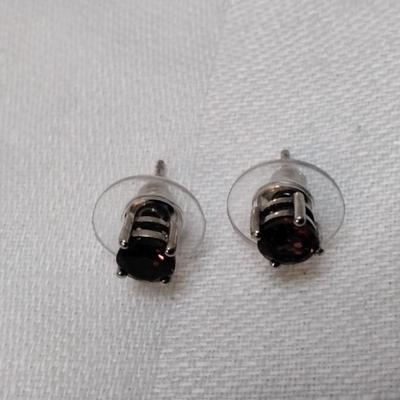 Vintage Garnet Stud 925 Earrings