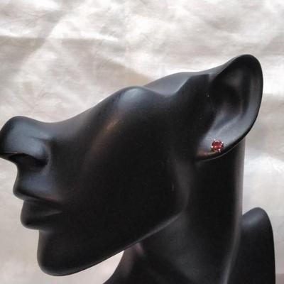 Vintage Garnet Stud 925 Earrings