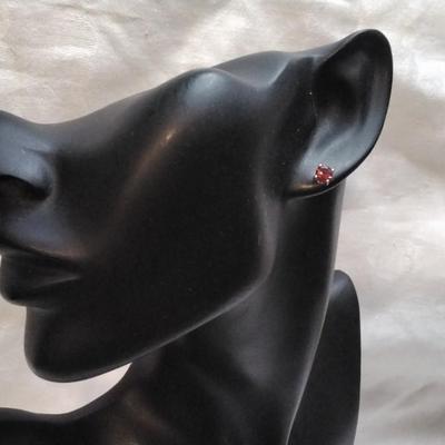 Vintage Garnet Stud 925 Earrings