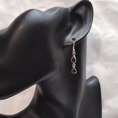 Antique Rhodolite Garnet 925 Earrings
