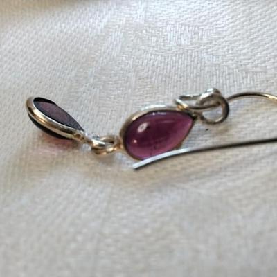 Antique Rhodolite Garnet 925 Earrings
