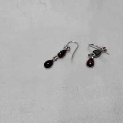 Antique Rhodolite Garnet 925 Earrings