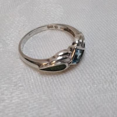 Rare Vintage Aquamarine and Green Turquoise 925 Ring Size 9.5