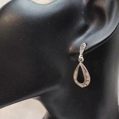 Onyx and Marcasite 925 Earrings