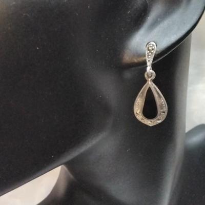 Onyx and Marcasite 925 Earrings