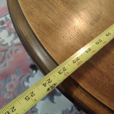 Vintage Solid Wood Walnut Eastlake Design Round Accent Table