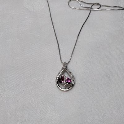 Ruby and Diamond 925 18" Necklace