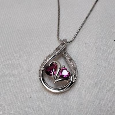 Ruby and Diamond 925 18" Necklace