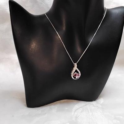 Ruby and Diamond 925 18" Necklace