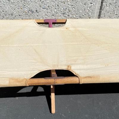 Vintage Wood and Canvas Folding Camping Cot