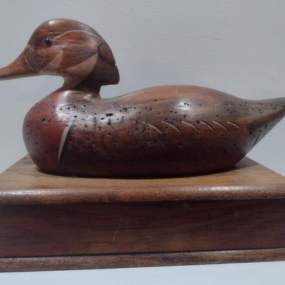 Vintage Carved Duck on Hand Crafted Wood Poker Set Box
