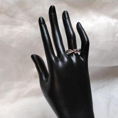 Vintage Amethyst Heart 925 Ring Size 8.5