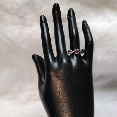 Vintage Amethyst Heart 925 Ring Size 8.5